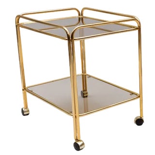 Mid-Century Modern Brass Bar Cart, France, 1960s For Sale