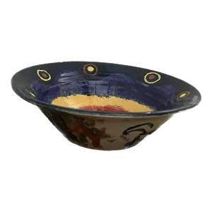 Late 20th Century Large Multi-Colored Decorative Bowl Signed by Abstract Artist Diana Ged