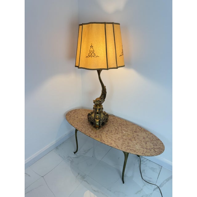 Large Rococo Revival Brass Table Lamp, 1950s For Sale - Image 4 of 17
