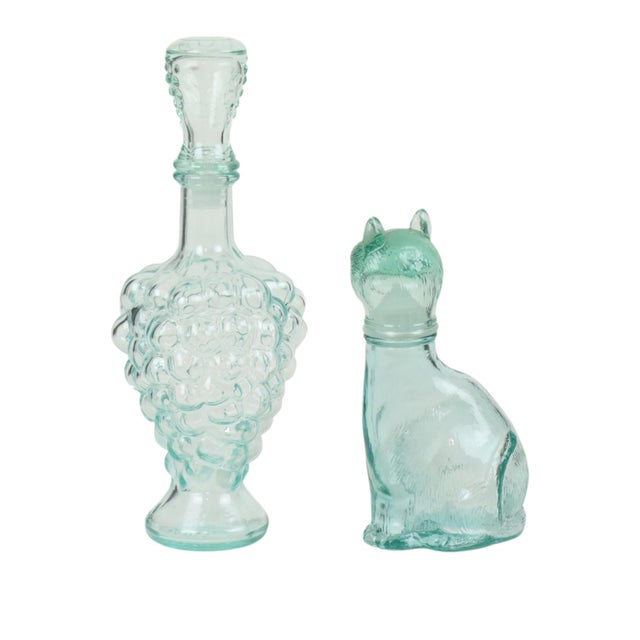 Vetreria Etrusca Italian Grape Cluster and Cat Wine Carafe, 1960s, Set of 2 For Sale - Image 13 of 16