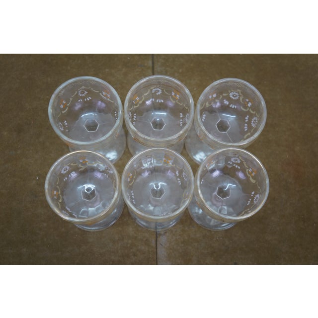 Antique Victorian Bohemian Enameled Decanter & 6 Cordial Goblet Glasses 12" For Sale - Image 18 of 18