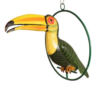Sergio Bustamante Mexican Folk Art Hanging Toucan Sculpture For Sale