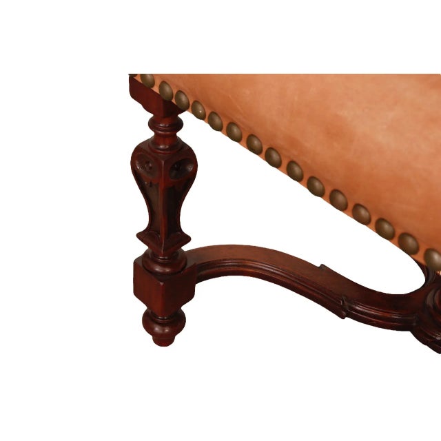 Brown Jacobean Style Mahogany & Leather Armchair For Sale - Image 8 of 9