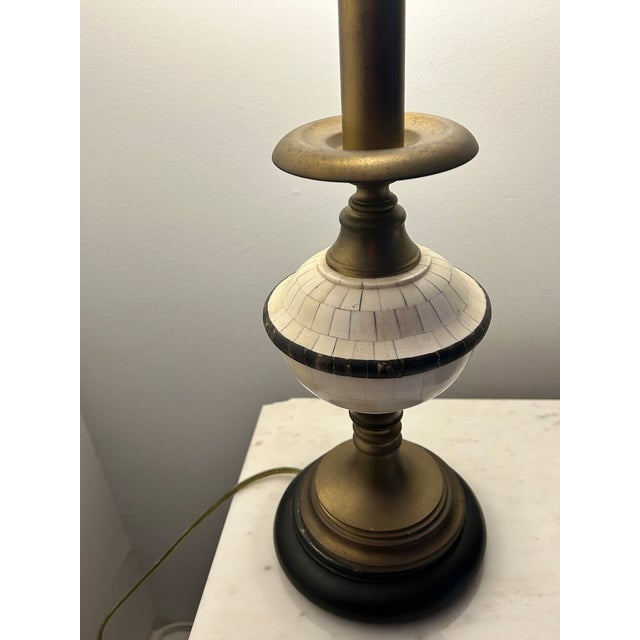 Currey & Company Currey & Company Table Lamps – Brass With Ivory Mosaic Inlay - a Pair For Sale - Image 4 of 6
