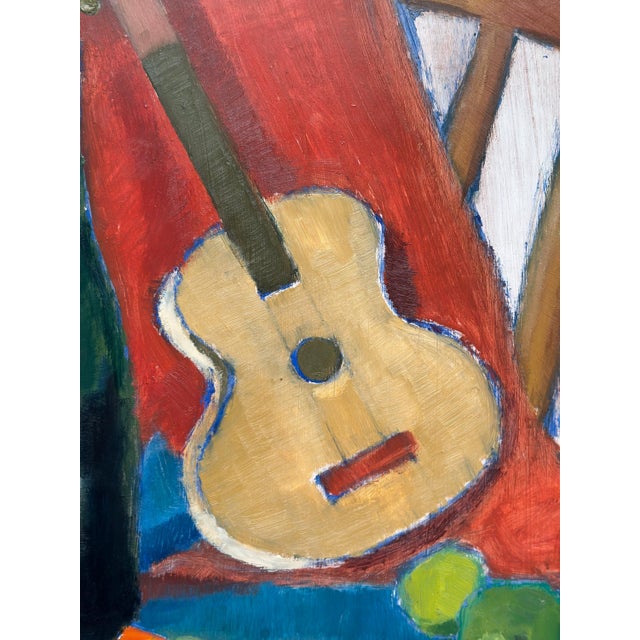 Rn, Still Life with Guitar and Wine Bottle, 1949, Oil Painting on Canvas, Framed For Sale - Image 13 of 18