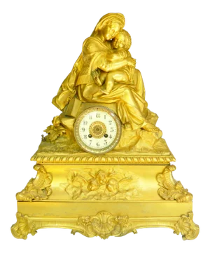 18th C. French Bronze Sculpture Mantel Clock