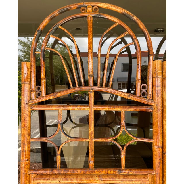 1970s British Colonial Style Burnt Bamboo 6 Panels Room Divider For Sale - Image 5 of 11