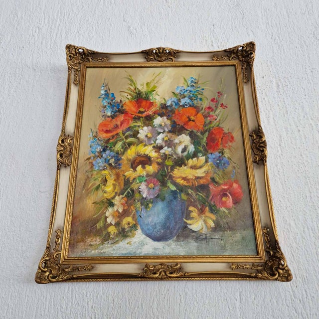 Still Life with Flowers, 1980s, Oil on Canvas, Framed For Sale - Image 3 of 10