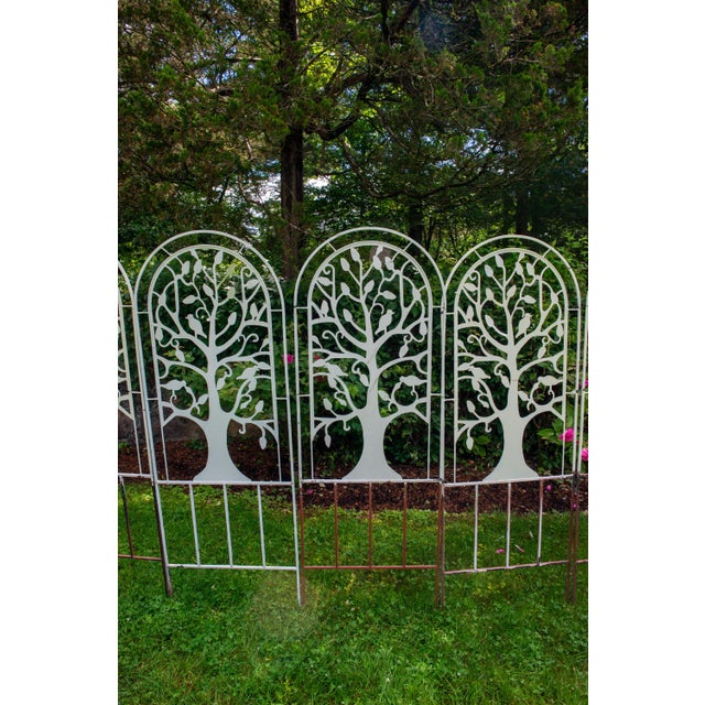 White Sets of Metal Garden Tree and Bird Trellises - 7 Pieces For Sale - Image 8 of 12