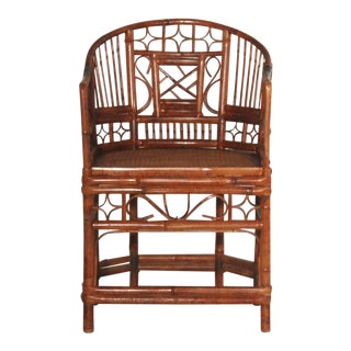 Tortoise Shell Bamboo Brighton Chair with Cane Seat For Sale