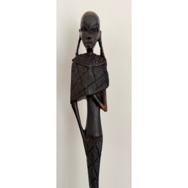 Vintage African Ebony 24" Sculptures Tall and Heavy - a Pair For Sale - Image 9 of 12