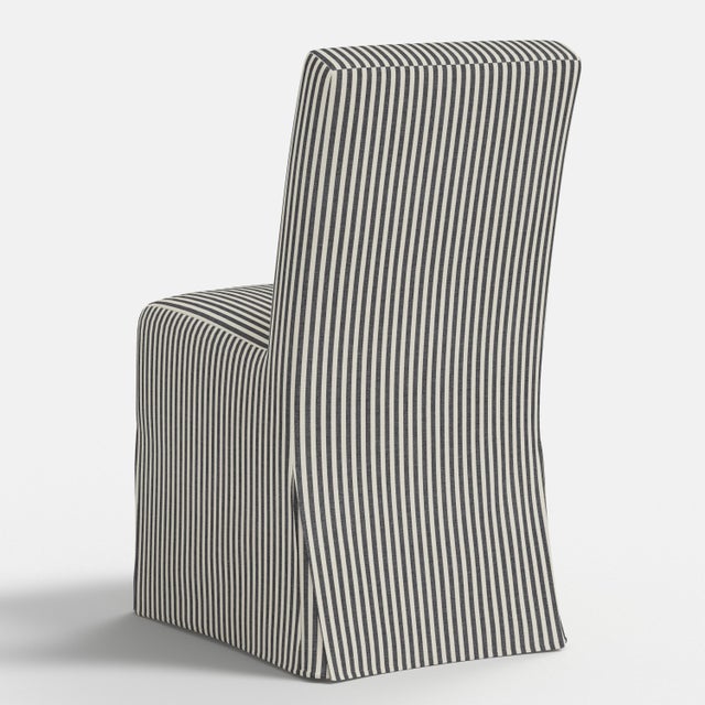 Textile Slipcover for Stoffer Home x Cloth & Company for Lindy Slipcover Dining Chair in Jane Stripe Carbon For Sale - Image 7 of 7