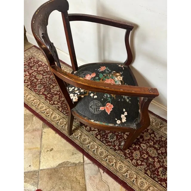Early 1900s Antique Asian Accent Chair With Inlay For Sale In New York - Image 6 of 7