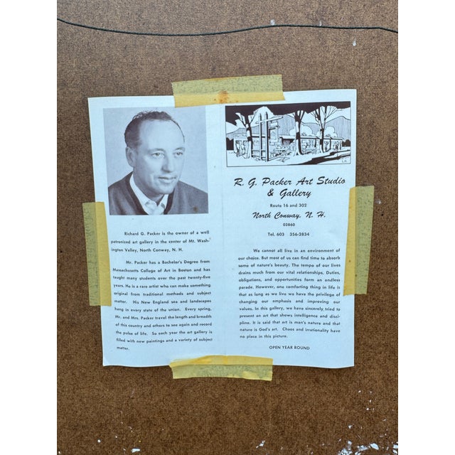 1960s Richard G. Packer North Conway, New Hampshire Art Landscape Oil Painting, Framed For Sale - Image 11 of 11