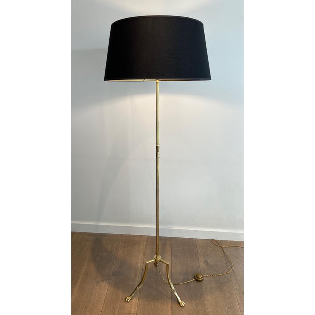 Neoclassical 1940s Neoclassical Brass Tripod Floor Lamp with Claw Feet by Maison Jansen For Sale - Image 3 of 12