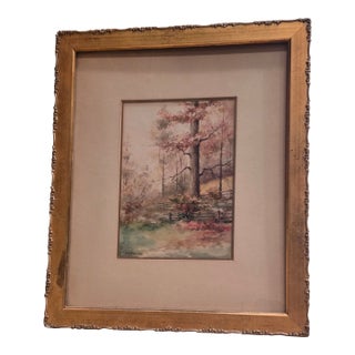 Antique Watercolor Landscape Painting For Sale