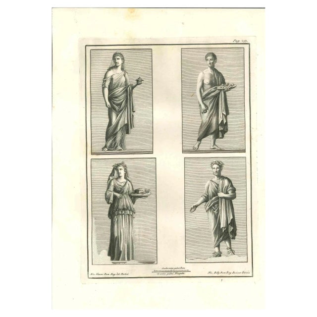 Nicola Billy, Ancient Roman Statues, Original Etching, 18th Century For Sale