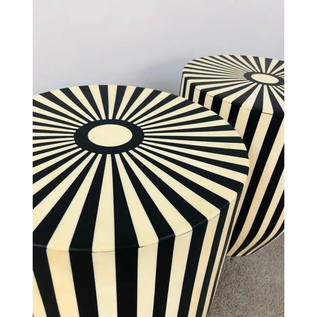 Plastic Art Deco Style Black and White Resin Side, End Table or Stool, a Pair For Sale - Image 7 of 13
