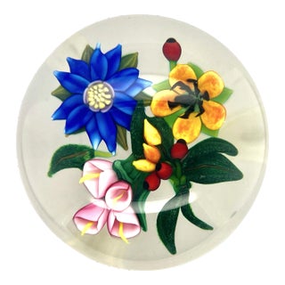 Ken Rosenthal 1995 Lampwork Flower Bouquet Glass Paperweight For Sale