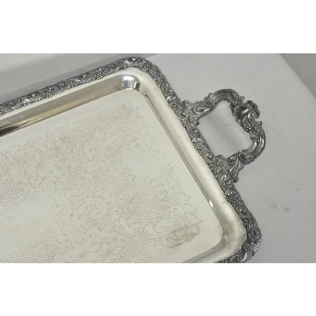 Mid 20th Century Vintage English Victorian Silver Plated Copper Narrow Serving Platter Bar Tray For Sale - Image 5 of 18