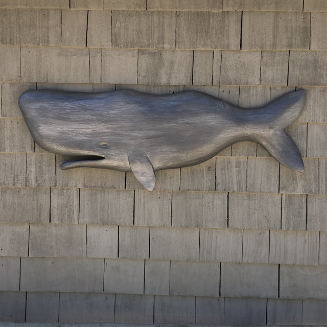Sperm Whale Wall Sculpture Hand Carved by John Scarola Antique Pine