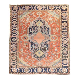 Antique Signed Heriz Large Scale Rug - 8'3" x 10'10" For Sale