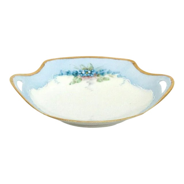 RS Germany Forget Me Nots Porcelain Small Candy Nut Dish with Two Handles For Sale