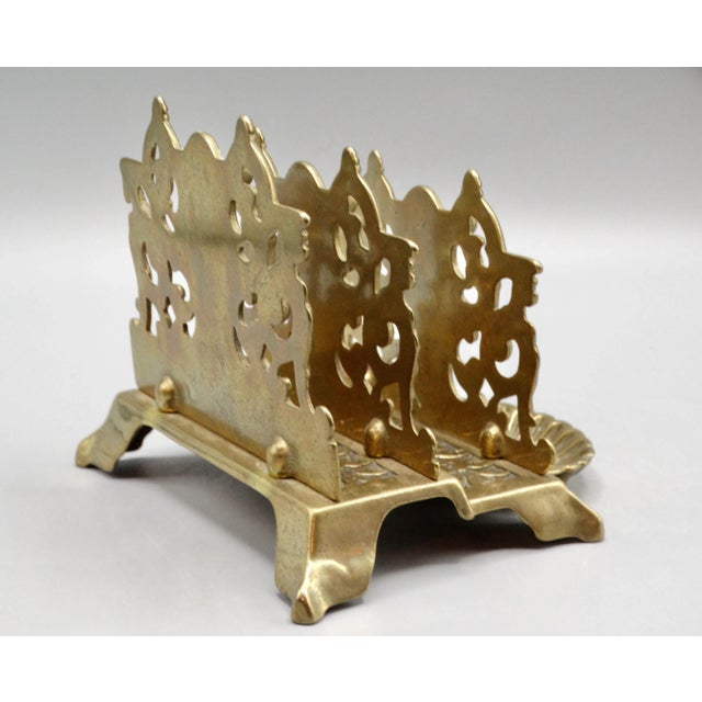 Metal 1920's Early English Gilt Brass Double Letter Rack For Sale - Image 7 of 8