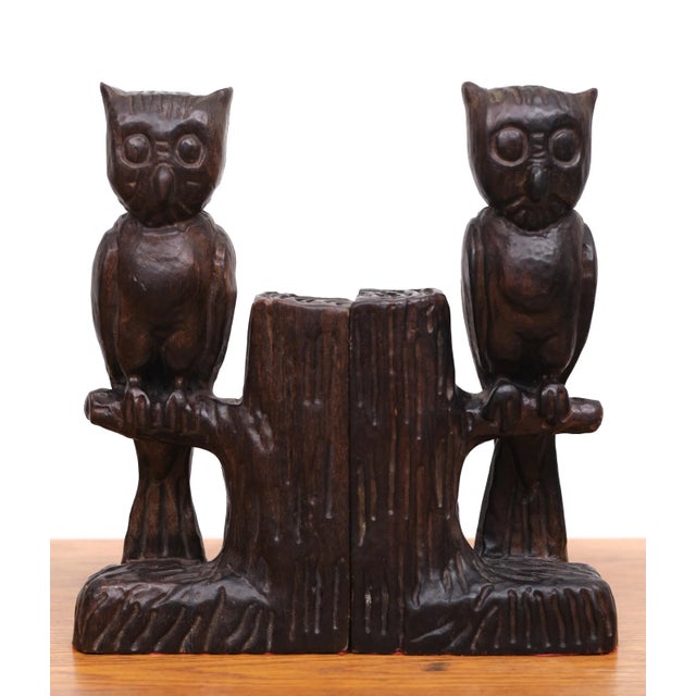 1960s Vintage Wood Owl Bookends, Spain, 1960s, Set of 2 For Sale - Image 5 of 10