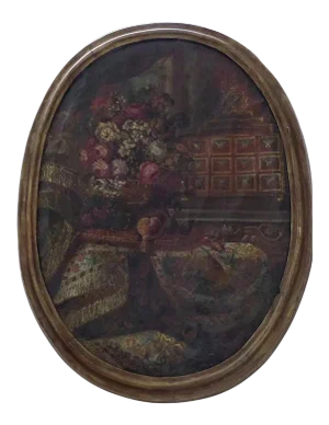 19th Century Dutch School Style Fruit and Floral Still Life Oil Painting, Framed