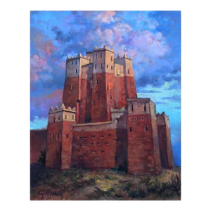 Fortified Castle, Jalal Gharbi Oil on Canvas Painting