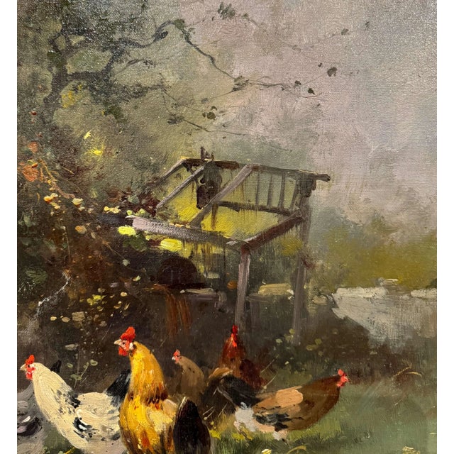 19th Century French Barnyard Oil Painting Signed H. Lambert for Galien-Laloue For Sale - Image 9 of 12