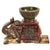 Indian Hand Painted Elephant Candle Holder| Indian Boho Tabletop Statue & Candle Stand | Unique Eclectic Royal Trinket Dish Gift | Statuette Bowl For Sale - Image 3 of 6