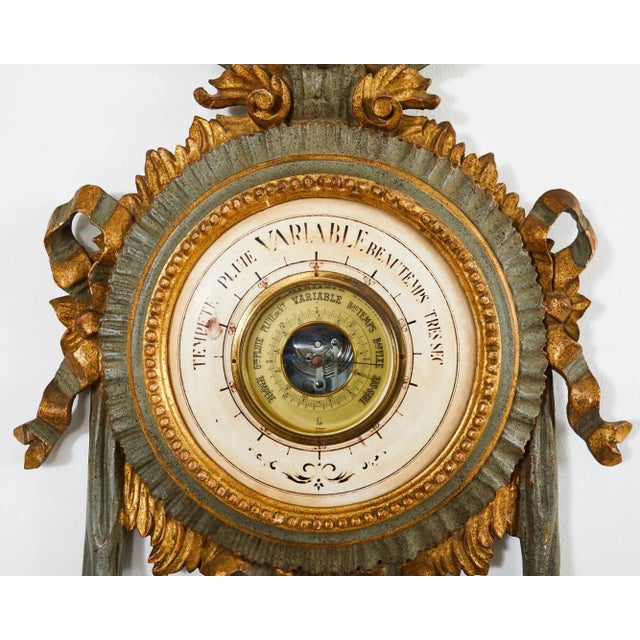 Late 19th Century 19th Century Italian Carved Louis XVI Style Giltwood Barometer For Sale - Image 5 of 13