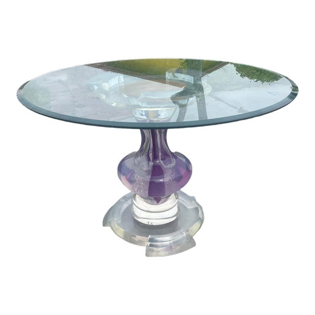 1970s Mid-Century Modern Lucite Dining Table With Gold Leaf Detail For Sale