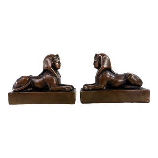 Early 20th Century Copper Sphinx Sculptures / Pair For Sale