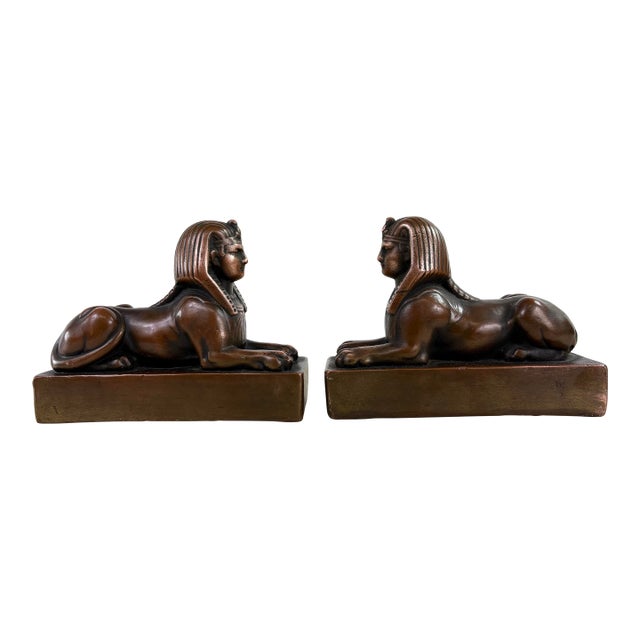 Early 20th Century Copper Sphinx Sculptures / Pair For Sale