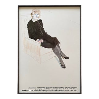 David Hockney Vintage 1980 Lithograph Print Framed Museum Exhibition Poster " Celia, Paris " 1973 For Sale