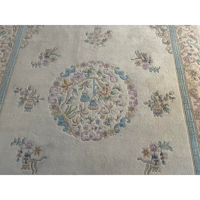 Turkish 9ft 6in X 13ft 5in Turkish Hand Woven Oushak Area Rug For Sale - Image 3 of 12