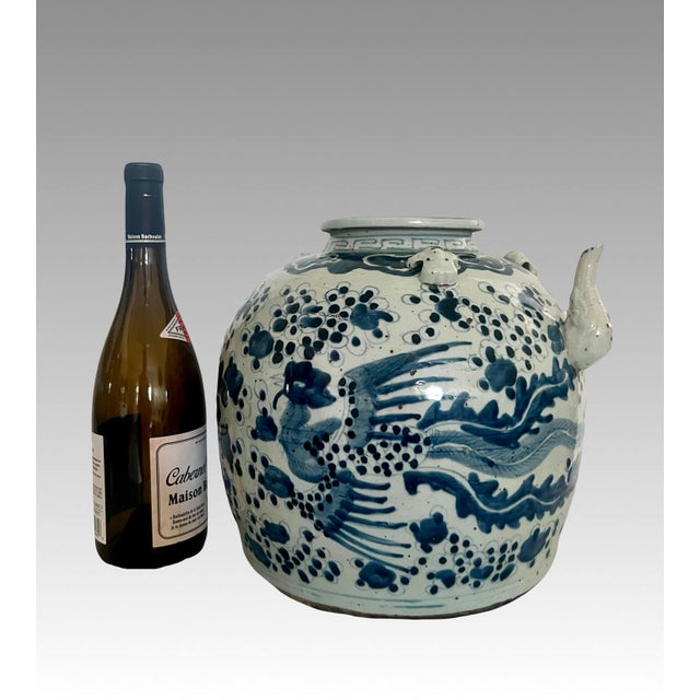 Rare 19th. Century Large Chinese Blue and White Phoenix (Wine) Vessel / Pot For Sale - Image 9 of 14