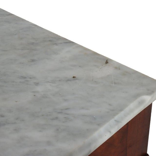 Antique Walnut 3-Drawer Marble Top Commode With Carved Pulls Circa 1890 For Sale - Image 12 of 16