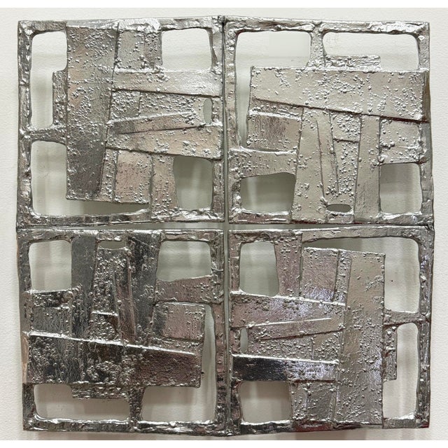 Abstract Vintage Brutalist Cast Metal Wall Sculptures, Pair Offered for sale is a pair of substantial cast metal vintage...