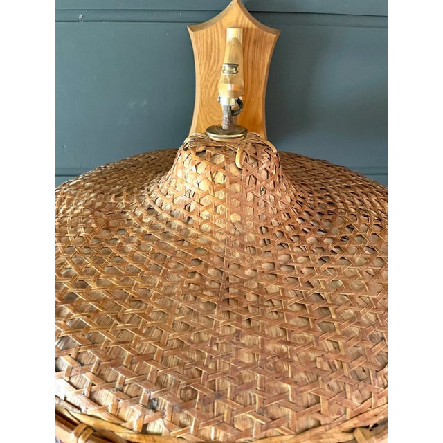 Mid 20th Century Organic Woven Wicker and Bamboo Wall Sconce For Sale - Image 11 of 12