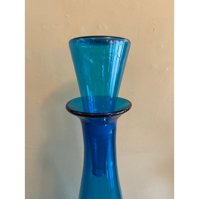 Blenko 1960s Wayne Husted for Blenko Massive #6138 Floor Decanter in Blue For Sale - Image 4 of 9