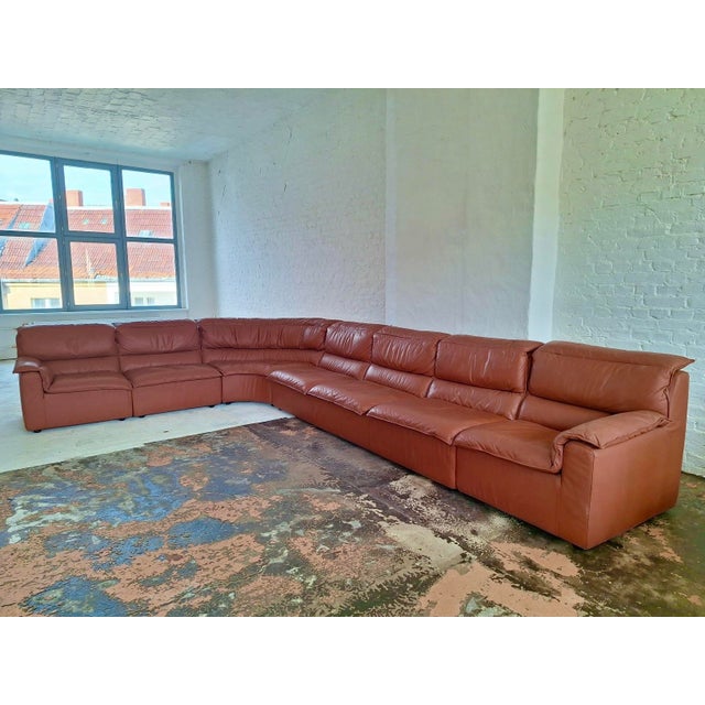 Large Italian Five-Piece Modular Corner Sofa Set in Cognac Leather, 1970s For Sale - Image 15 of 15