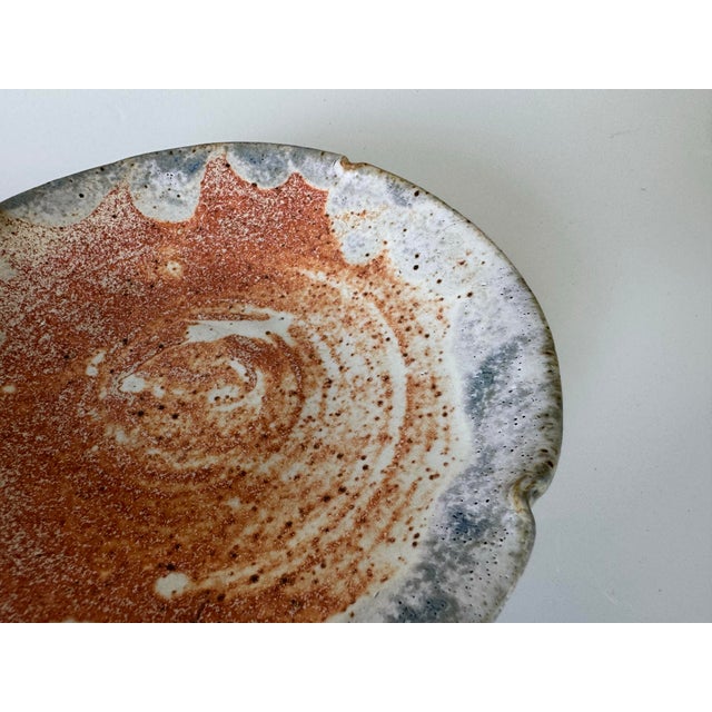 Stone Gray Vintage Organic Speckled Glaze Art Pottery Plate by Bom For Sale - Image 8 of 9