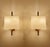 Pair vintage sconces, minimalist brass structure with convex shaped glass shades with a ribbed pattern dimensions: 10.23...