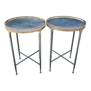 French Round Marble Top Lamp Tables For Sale