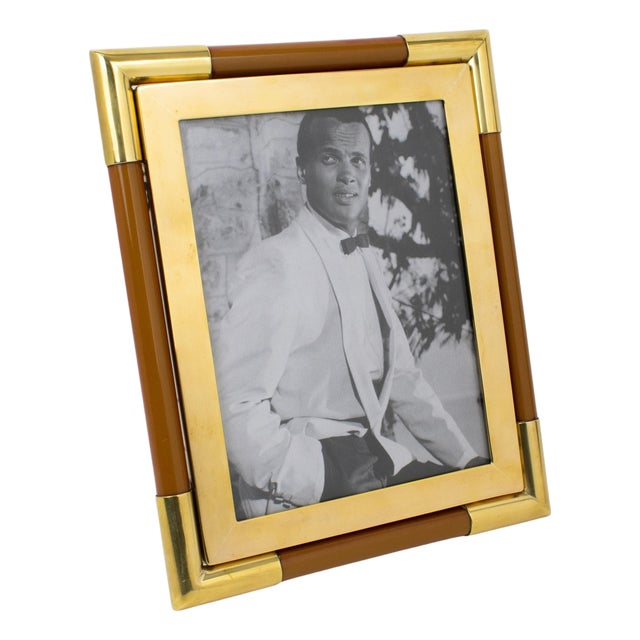 Christofle Gilded Brass and Lacquer Resin Picture Frame, circa 1970 For Sale