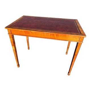 19th Century English Satinwood and Leather Table For Sale